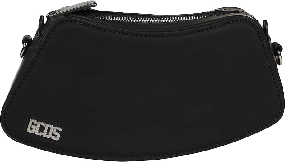GCDS Leather shoulder bag Zwart