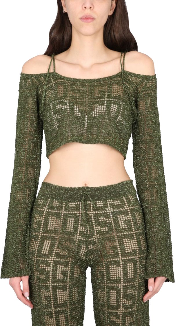 GCDS Monogram Macrame Top Groen