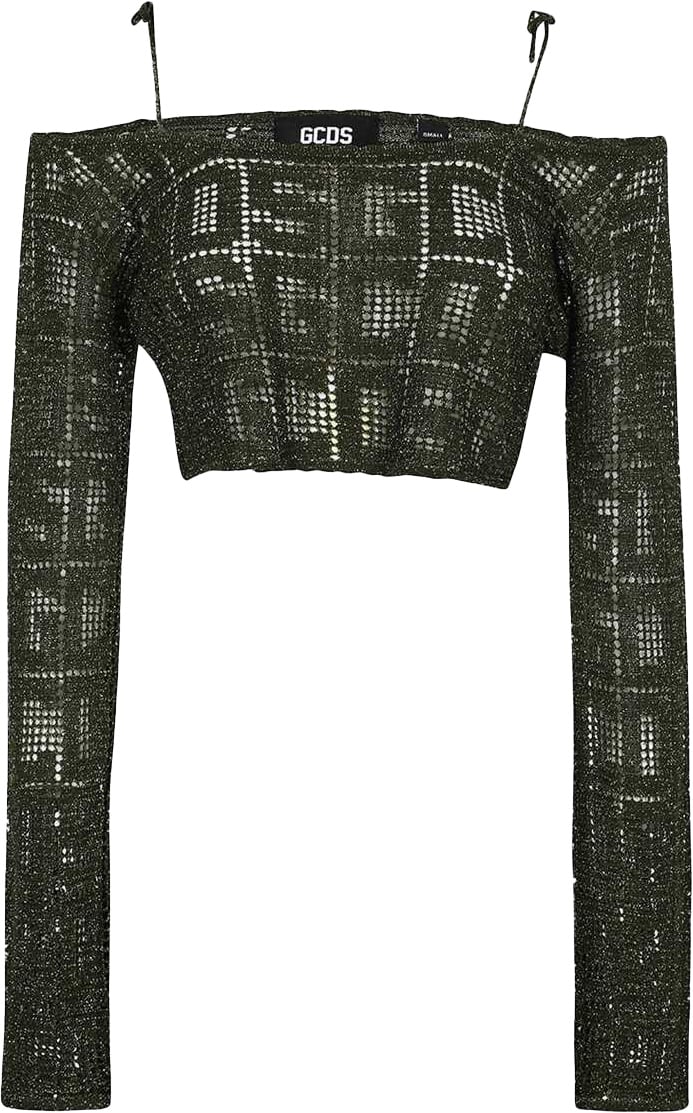GCDS Knitted crop top Groen