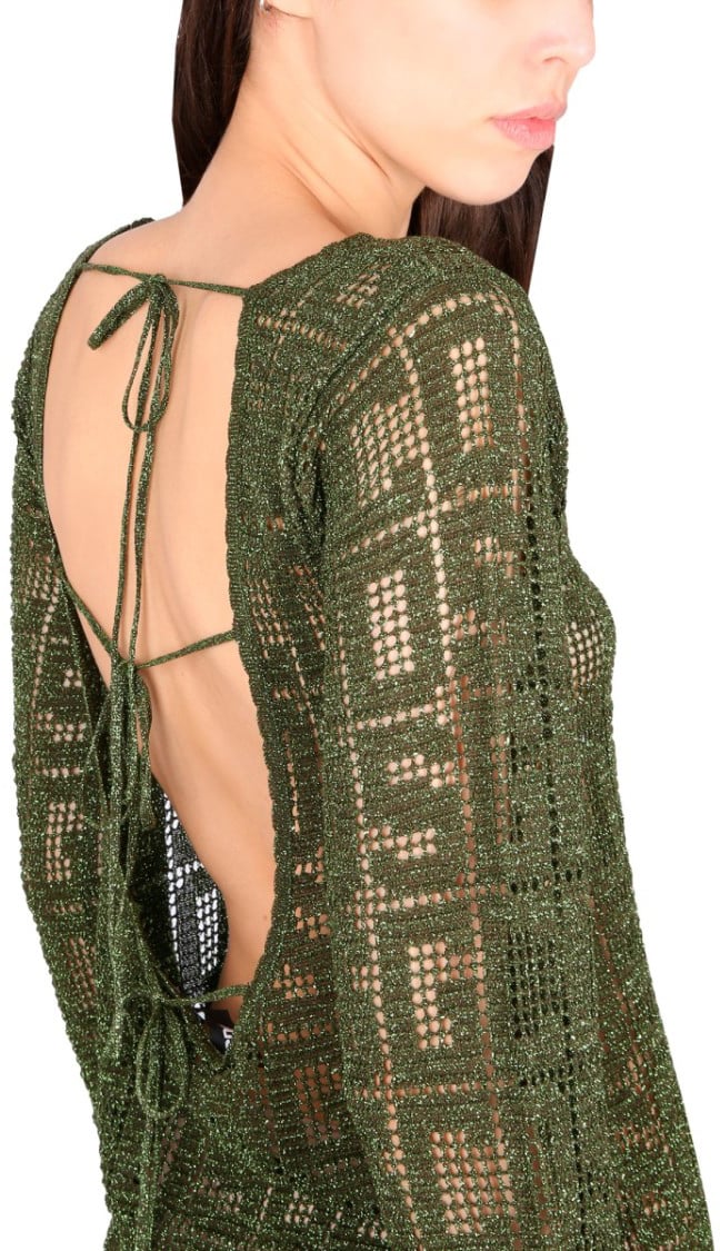 GCDS Monogram Macrame Dress Groen