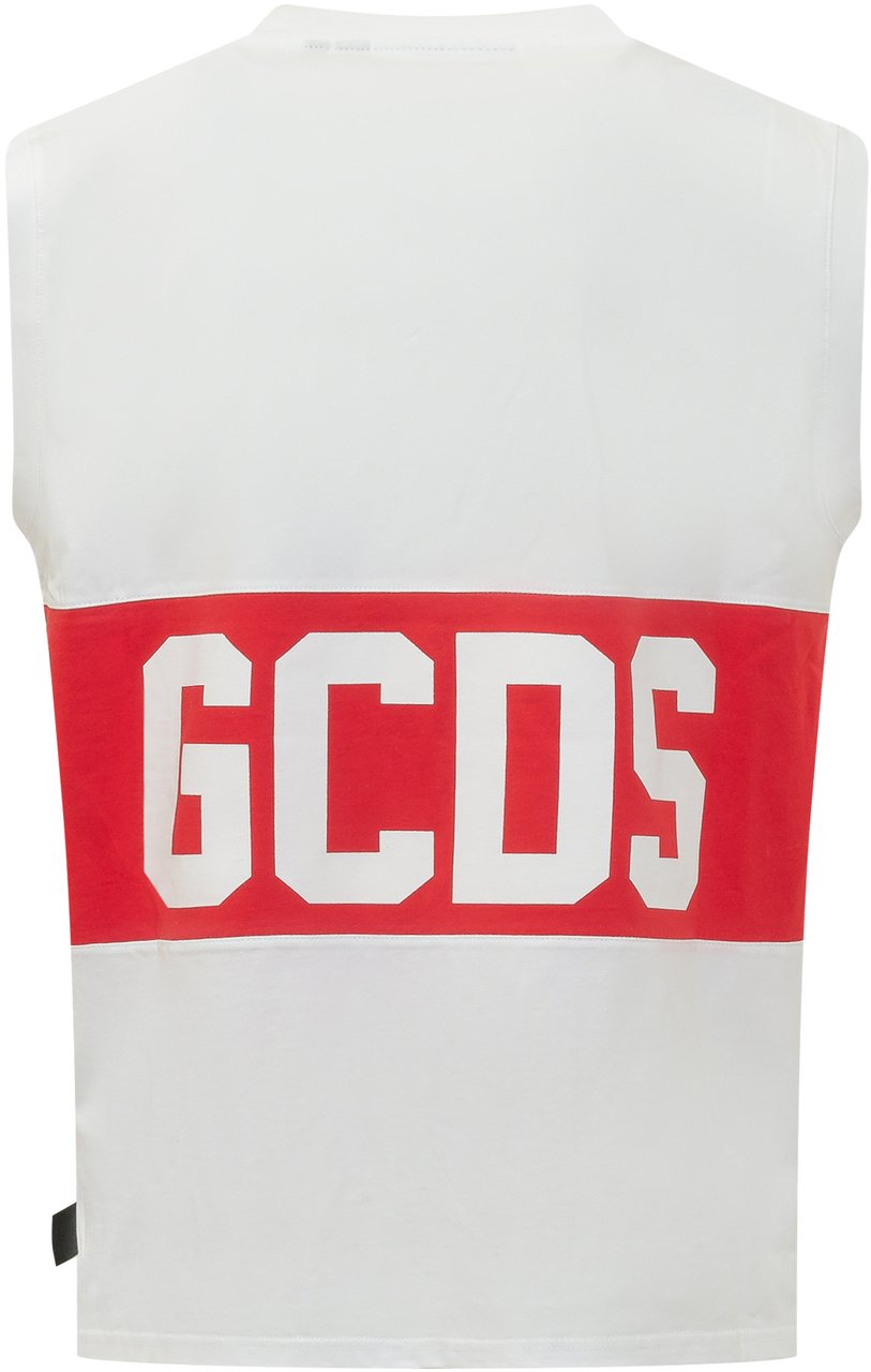 GCDS Canottiera con Logo Stampa Frontale Wit