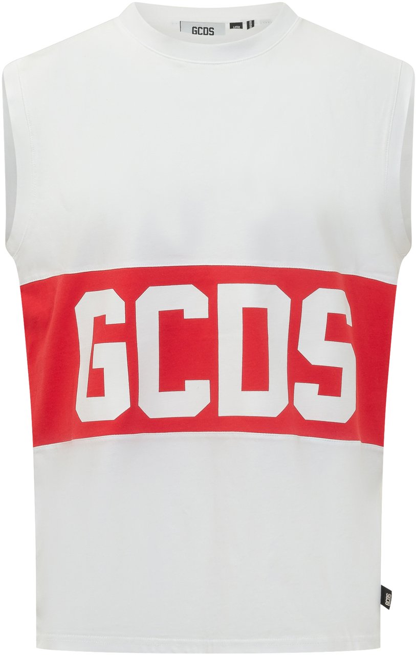 GCDS Canottiera con Logo Stampa Frontale Wit