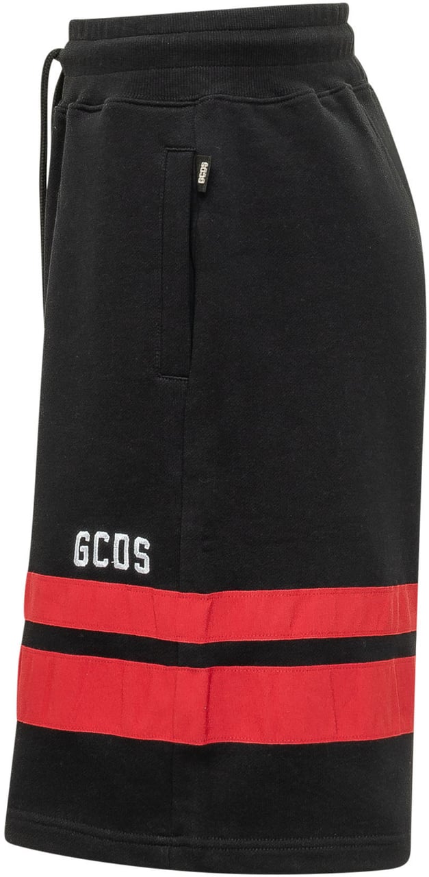 GCDS Bermuda in Felpa con Bande a Contrasto Zwart
