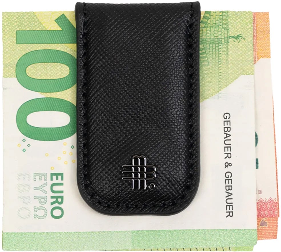 Gebauer & Gebauer MONEYCLIP Saffiano Zwart