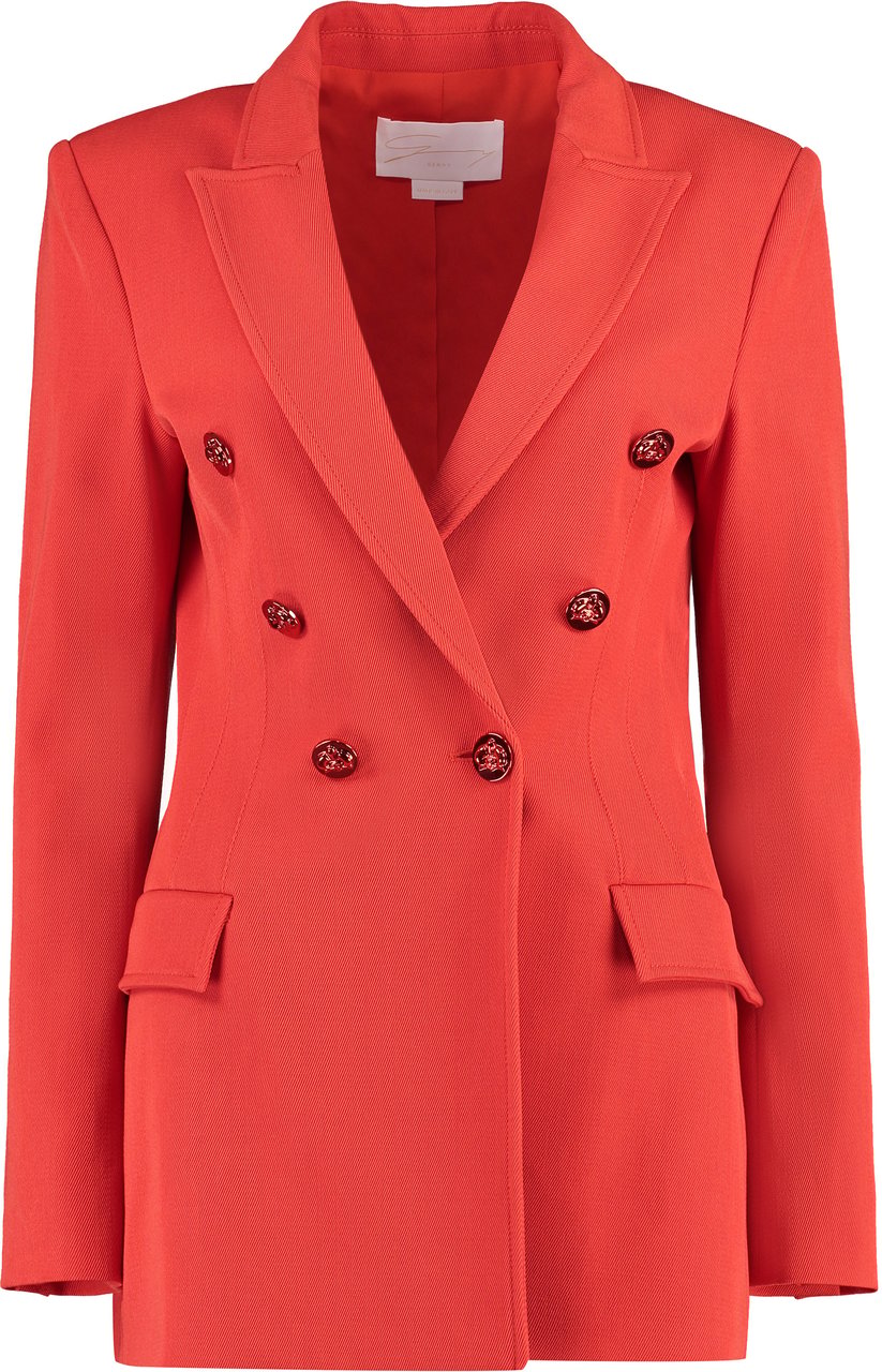 Genny Double-breasted wool blazer Rood