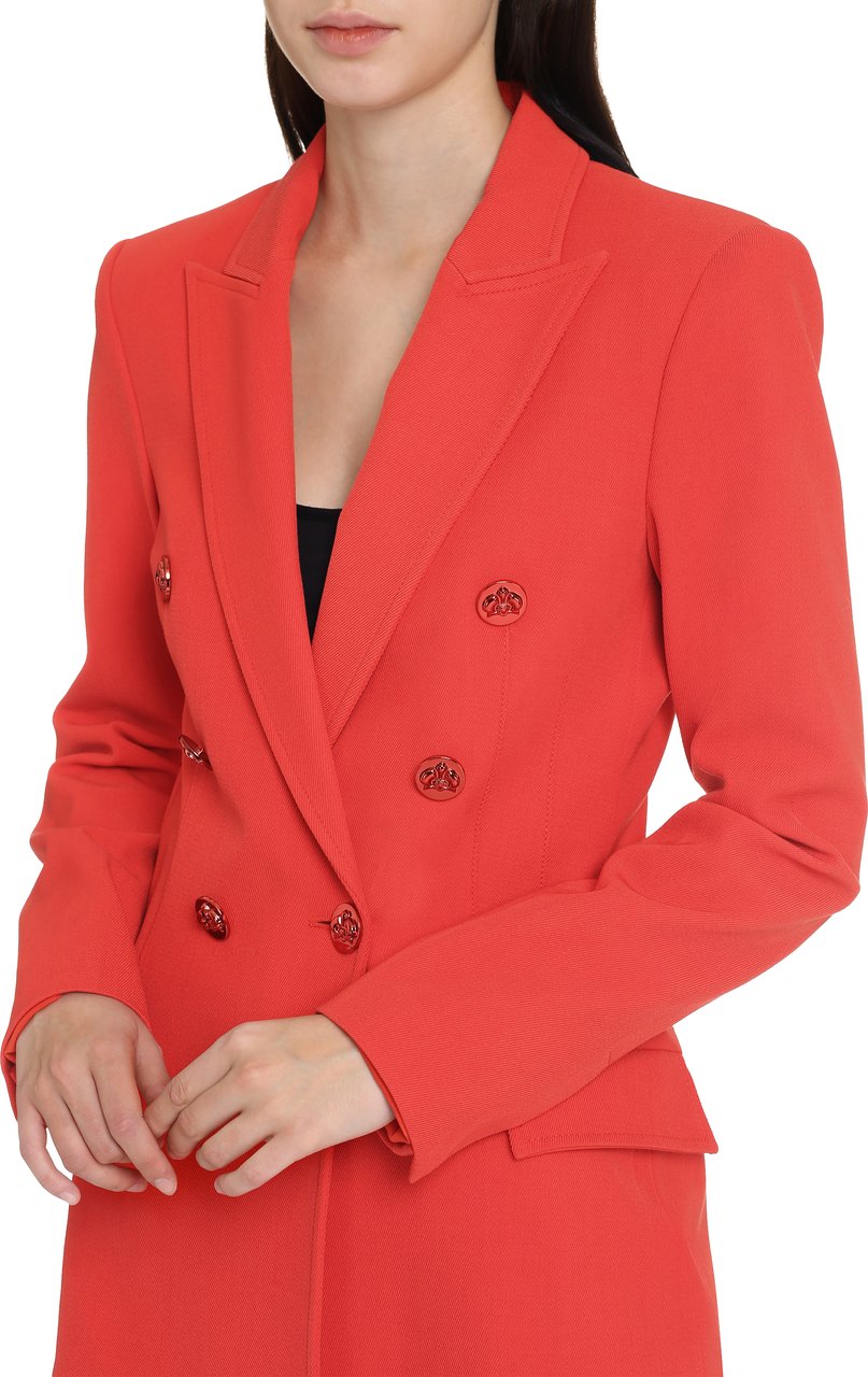 Genny Double-breasted wool blazer Rood