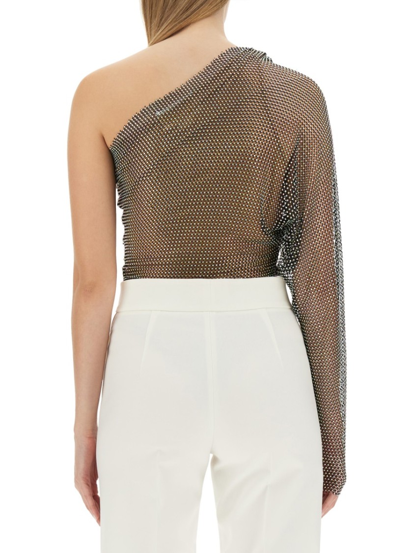 Genny One-Piece Top With Draped Sleeve Zwart