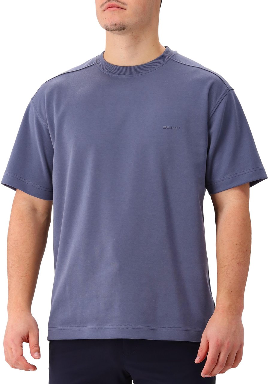 Genti Genti T-shirt Blauw Oversized Fit Blauw