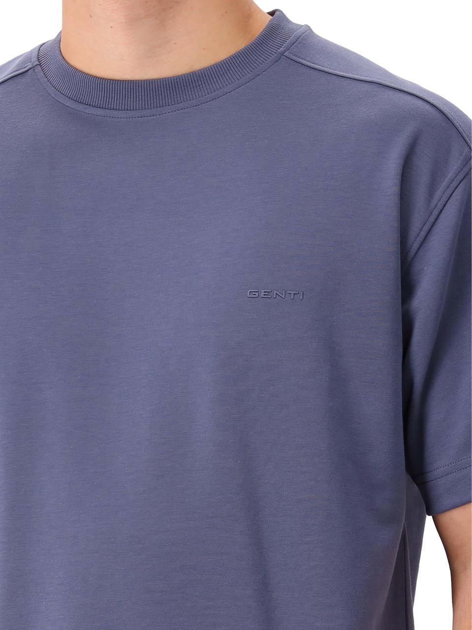 Genti Genti T-shirt Blauw Oversized Fit Blauw