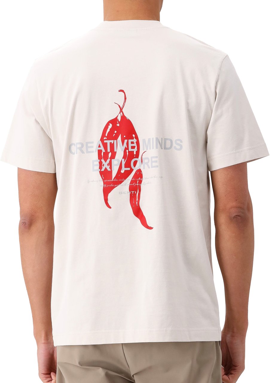 Genti Genti T-shirt Gebroken Wit/Grijs SS Grijs