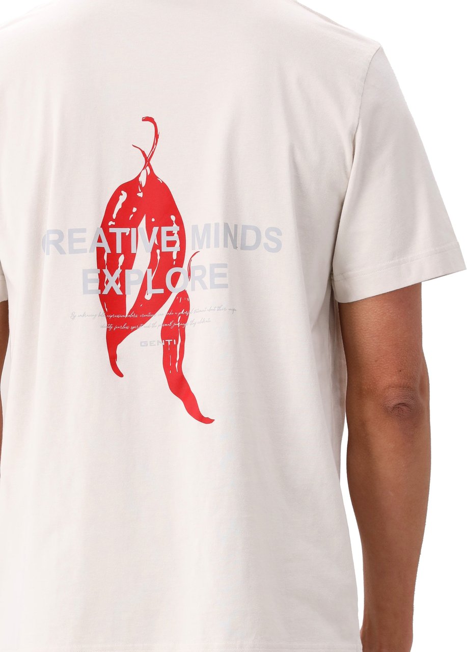 Genti Genti T-shirt Gebroken Wit/Grijs SS Grijs