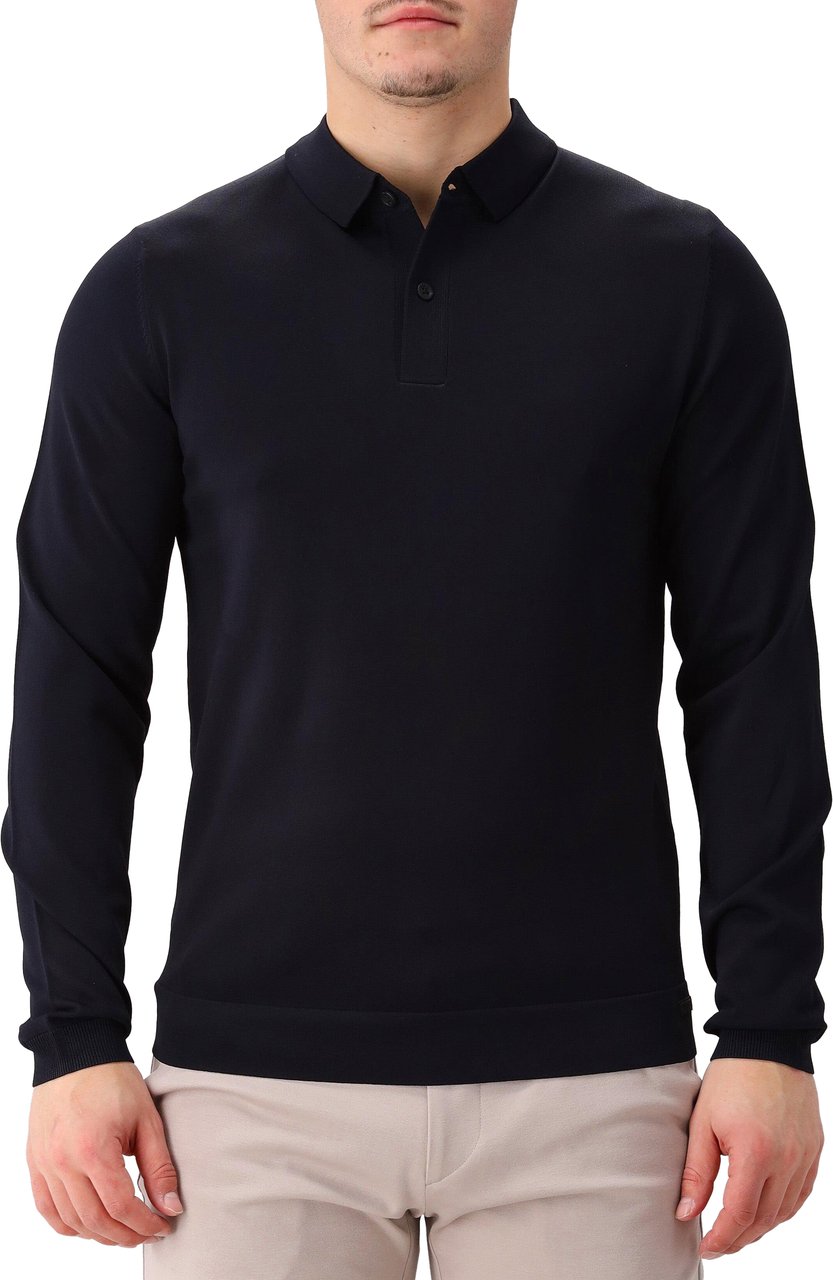 Genti Genti Longsleeve Polo Blauw Blauw