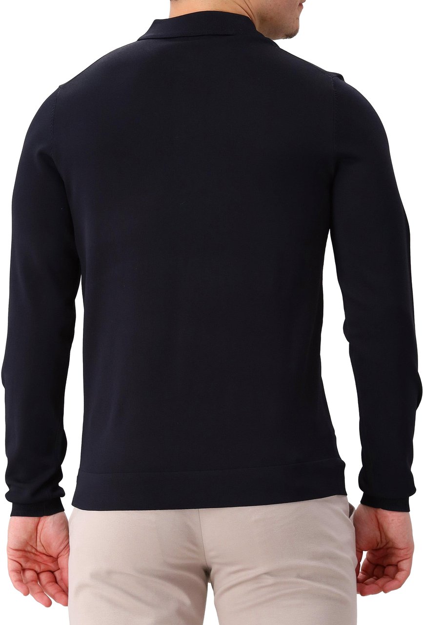 Genti Genti Longsleeve Polo Blauw Blauw