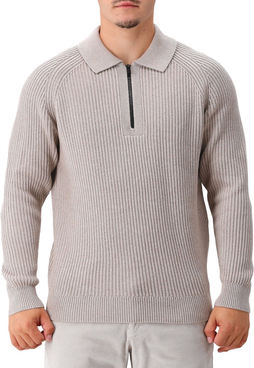 Genti Genti Polo Bruin Polo Zip LS Bruin