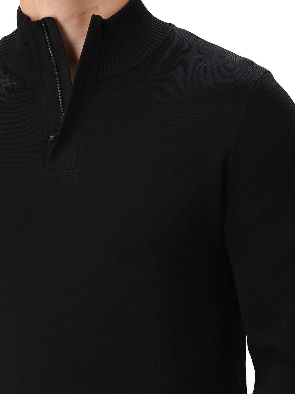 Genti Genti Gebreide Trui Zwart Turtle Zip Zwart