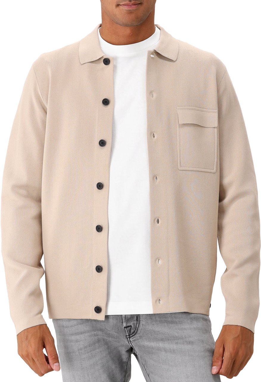 Genti Genti Gebreid Overshirt Beige Cardigan Buttons Beige