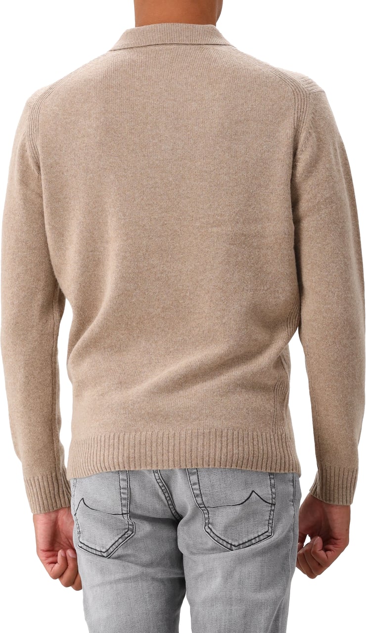 Genti Genti Gerbreide Polo Bruin LS Bruin