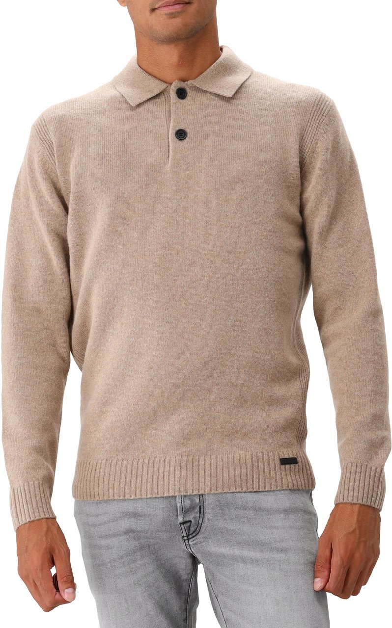 Genti Genti Gerbreide Polo Bruin LS Bruin