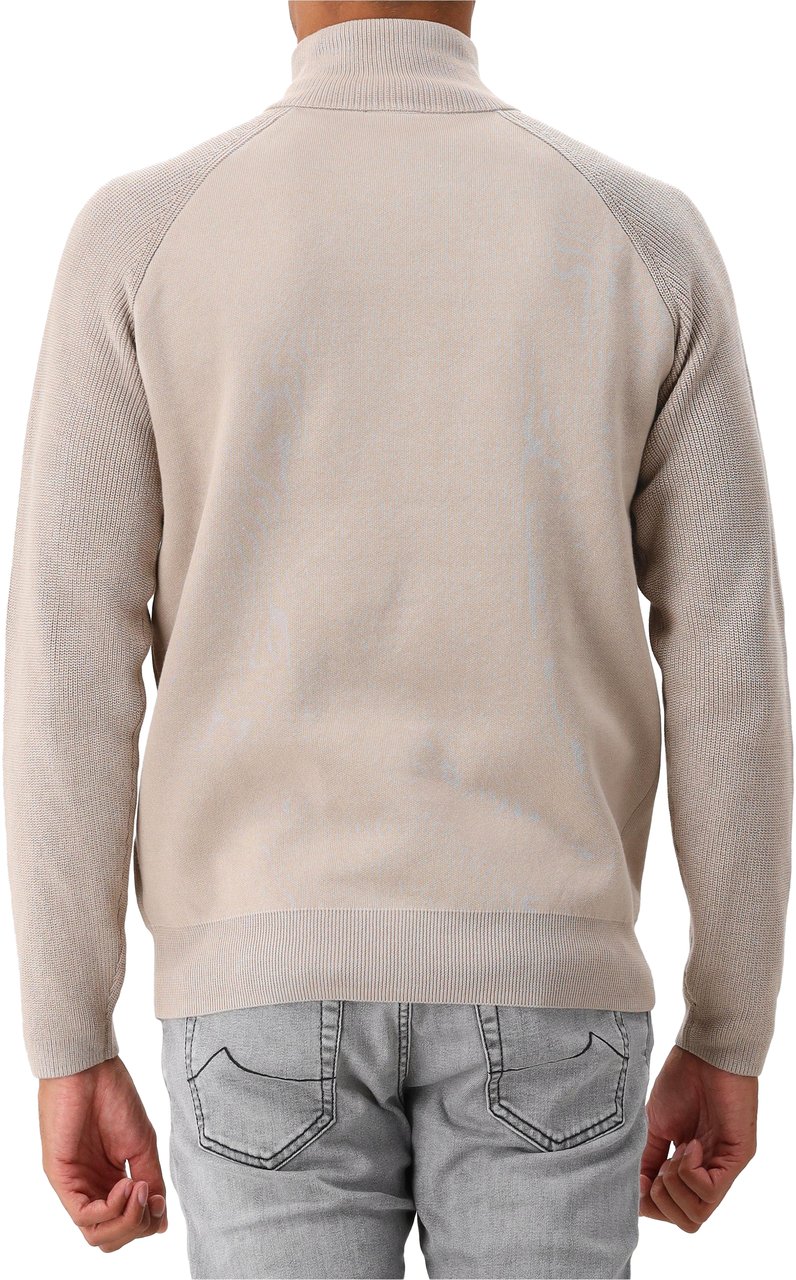 Genti Genti Gebreide Trui Beige/Bruin Turtle Zip Beige