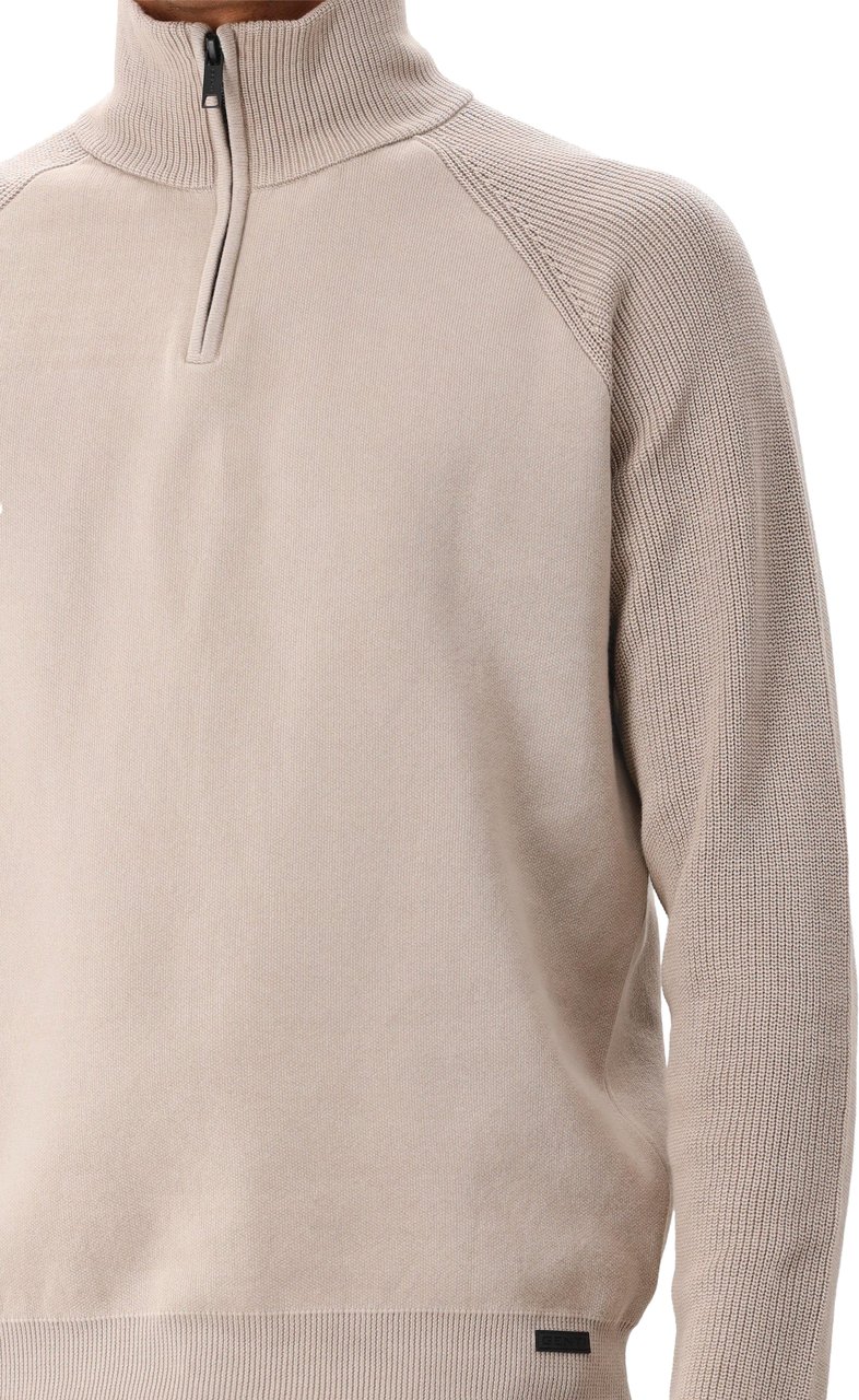 Genti Genti Gebreide Trui Beige/Bruin Turtle Zip Beige