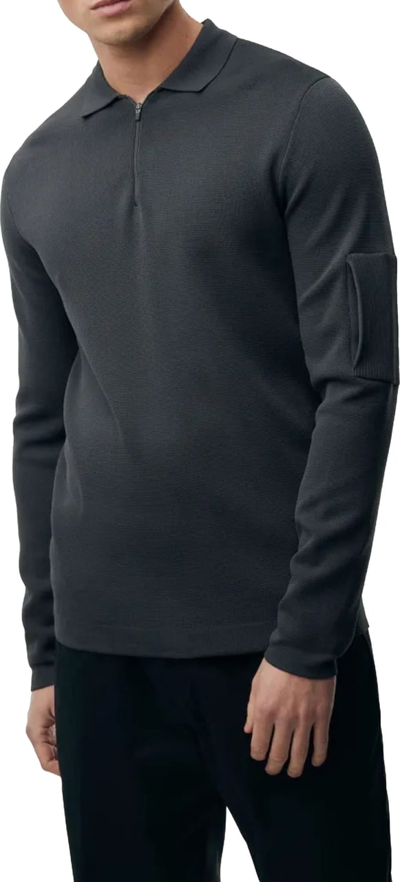 Genti Polo Zip Ls Polos Donkergrijs K4117-1258 Grijs