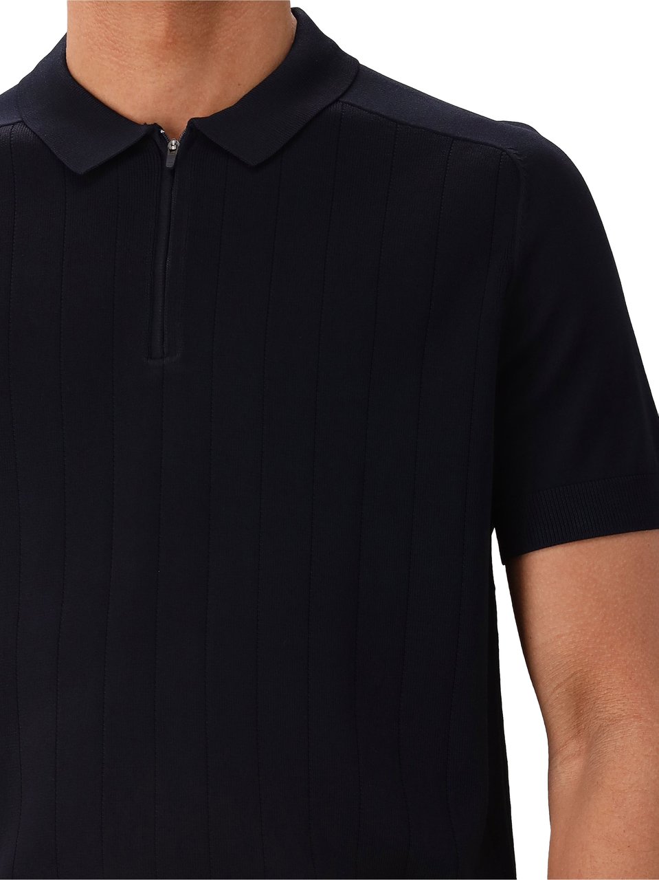 Genti Genti Gebreide Polo Blauw Zip SS Blauw