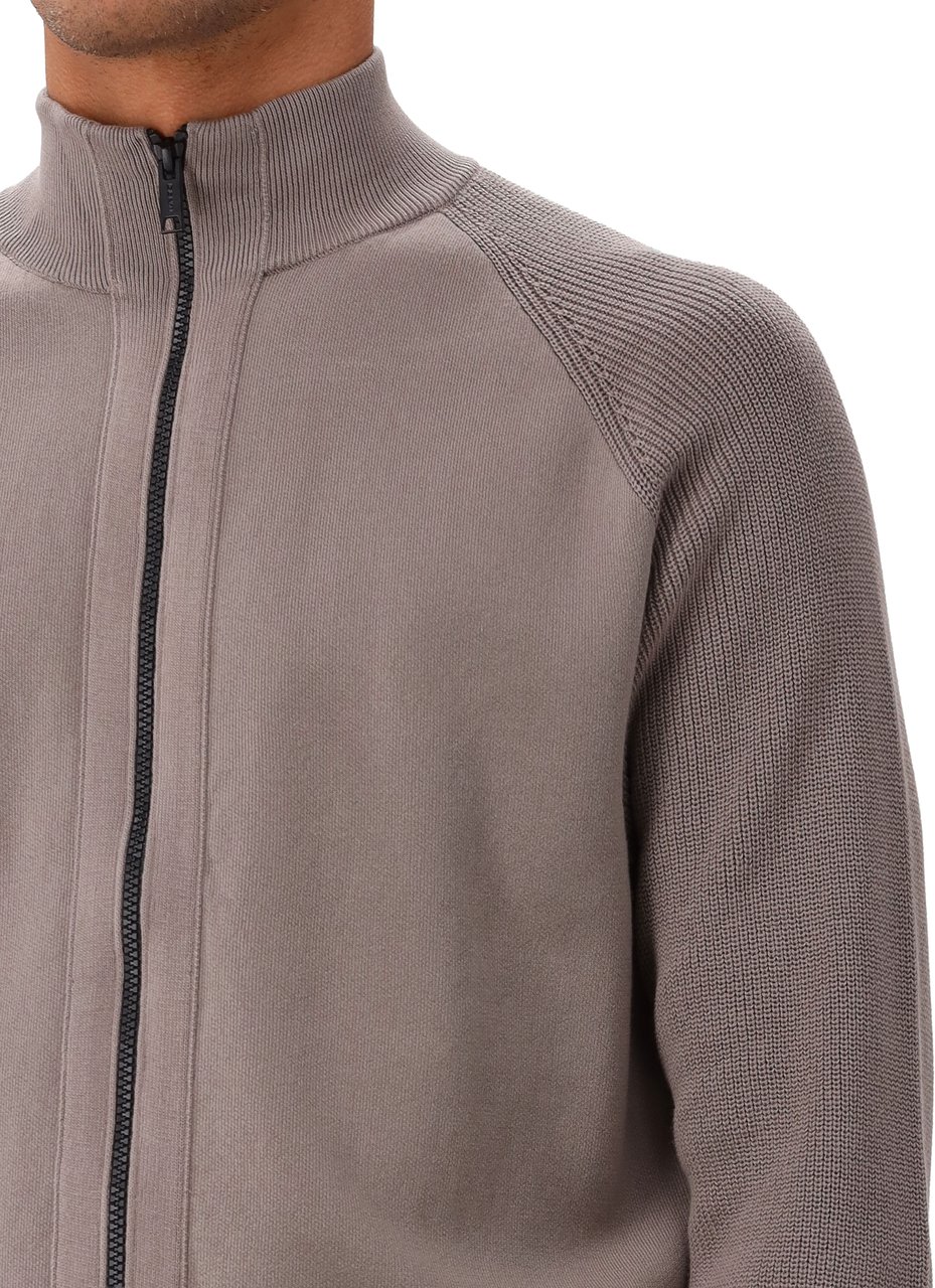 Genti Vest Taupe Cardigan Zip LS Grijs