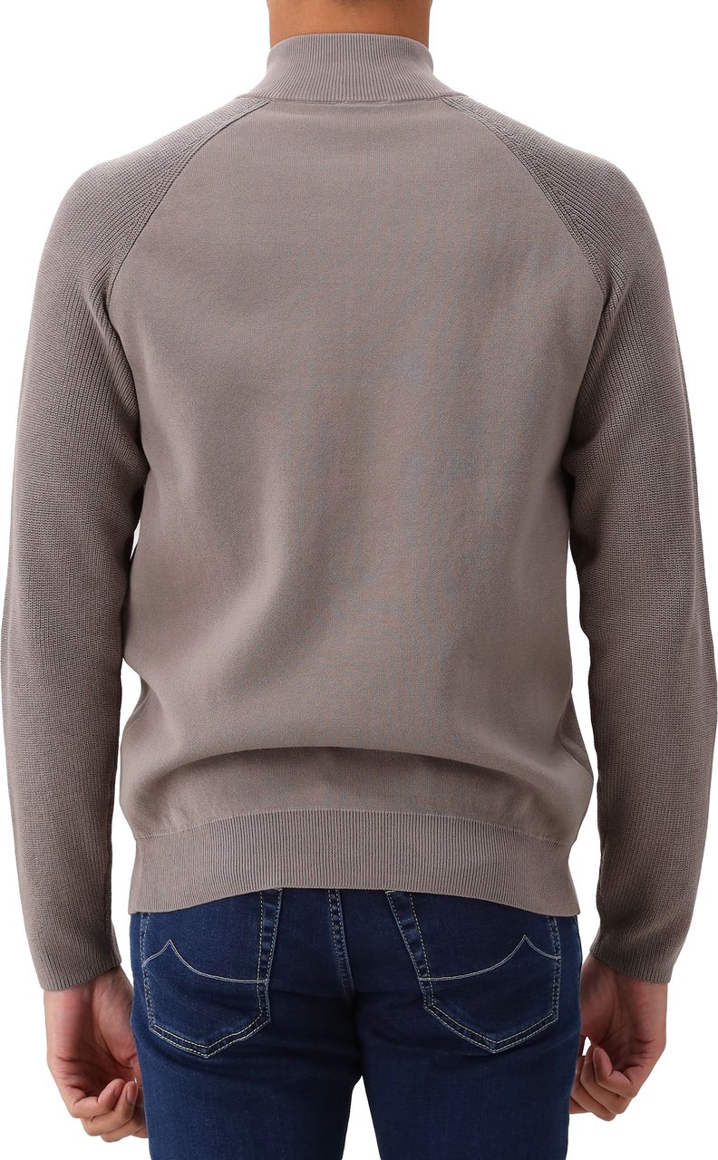 Genti Vest Taupe Cardigan Zip LS Grijs