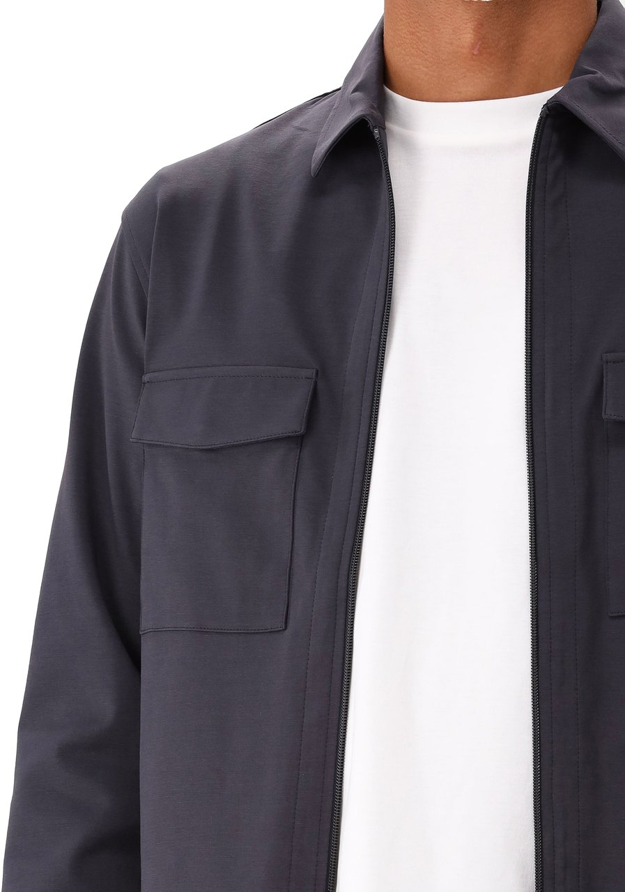 Genti Genti Overshirt Grijs Oaks Shirt Jacket Zip Grijs