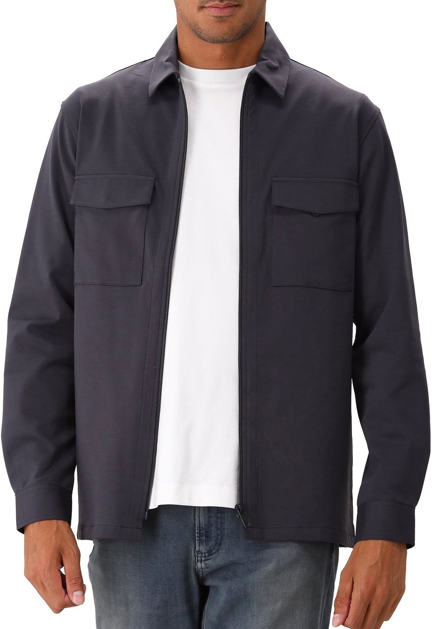 Genti Genti Overshirt Grijs Oaks Shirt Jacket Zip Grijs
