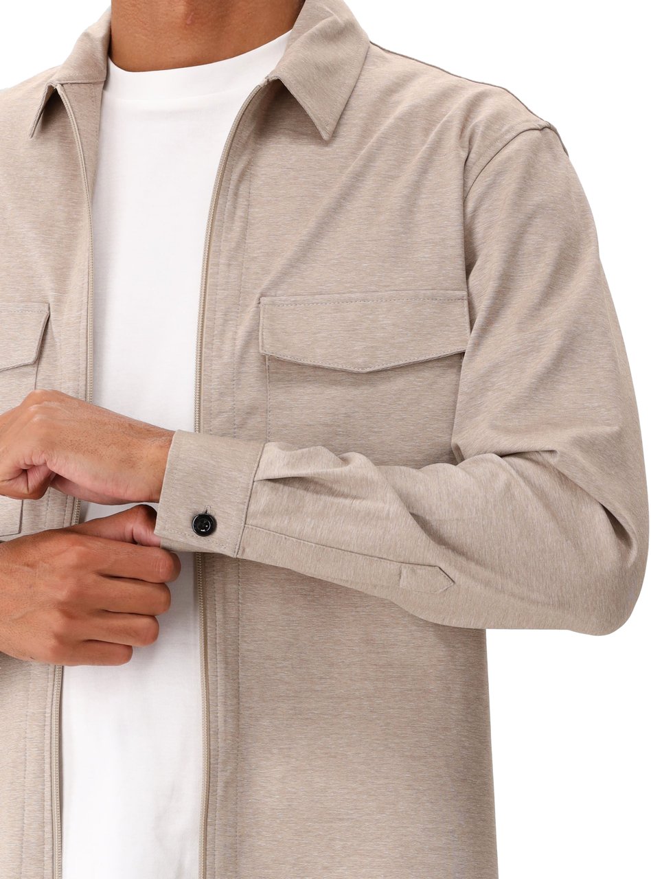 Genti Genti Overshirt Bruin Oaks Shirt Jacket Zip Beige