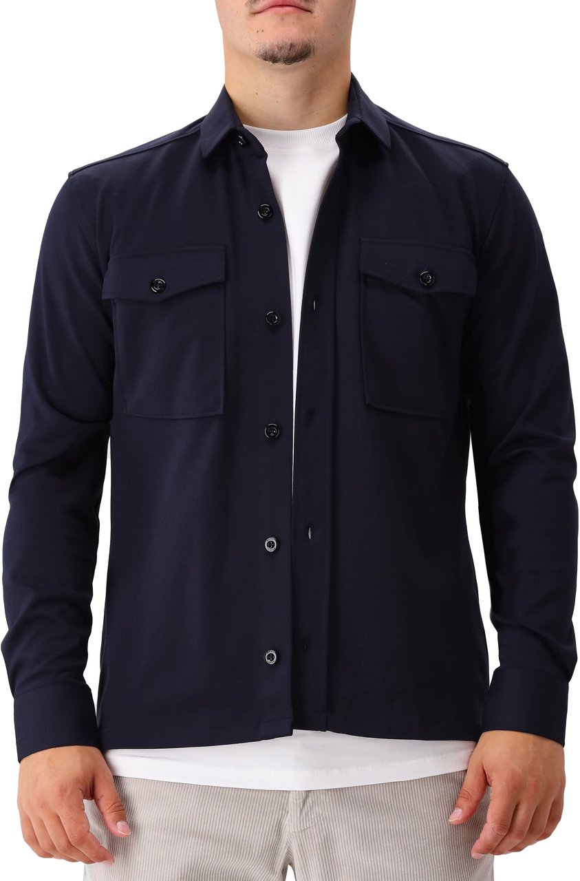 Genti Genti Overshirt Blauw Midtown Relaxed Fit Blauw