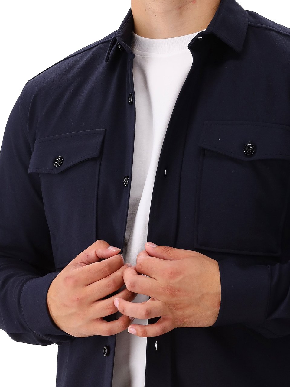 Genti Genti Overshirt Blauw Midtown Relaxed Fit Blauw