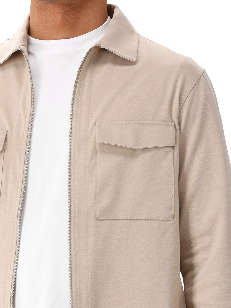 Genti Genti Overshirt Beige Oaks Shirt Jacket Zip Beige