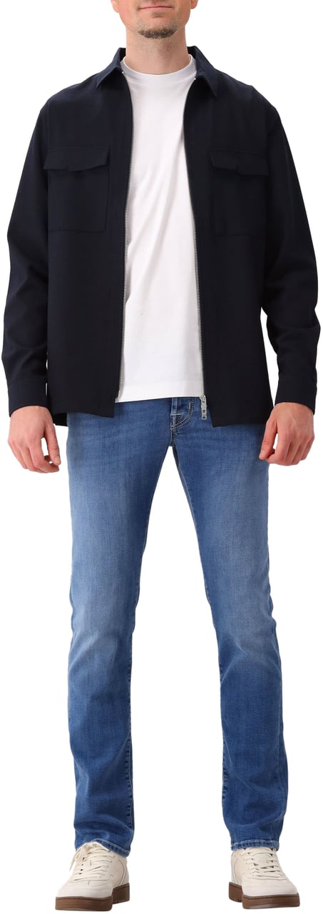 Genti Genti Overshirt Blauw Oaks Shirt Jacket Zip Blauw