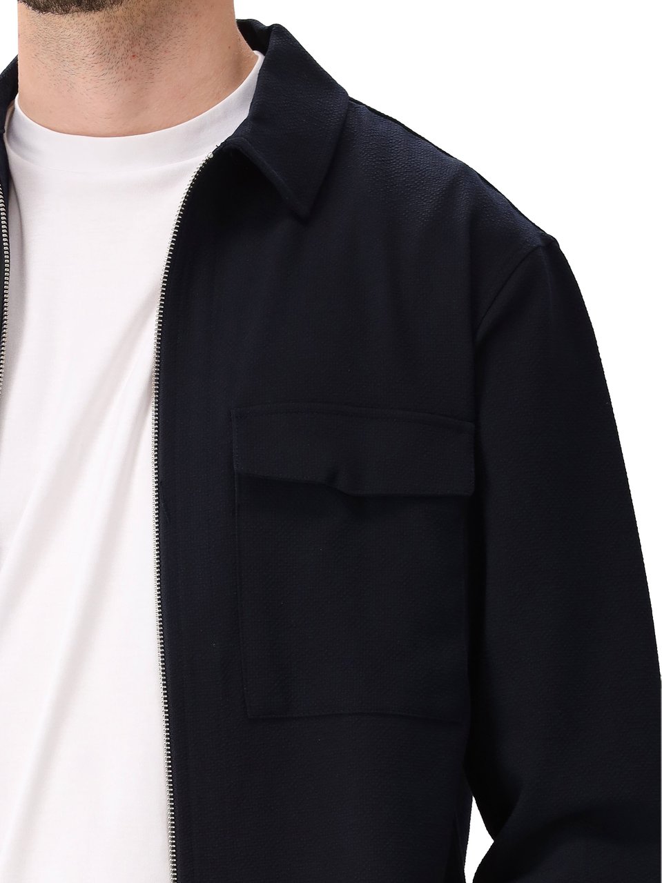 Genti Genti Overshirt Blauw Oaks Shirt Jacket Zip Blauw