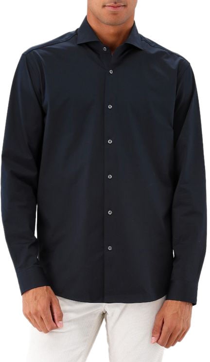 Genti Genti Overhemd Donkerblauw RAF Fashion Fit Blauw