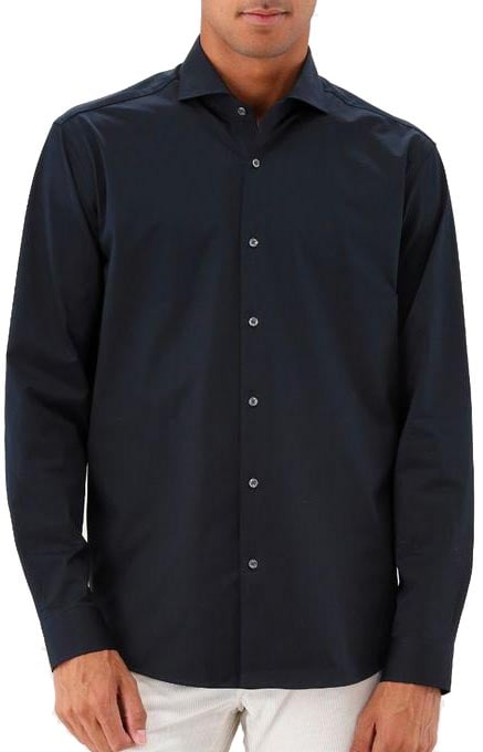 Genti Genti Overhemd Donkerblauw RAF Fashion Fit Blauw