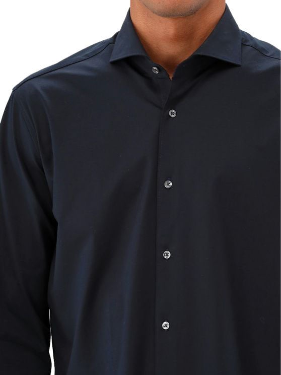 Genti Genti Overhemd Donkerblauw RAF Fashion Fit Blauw