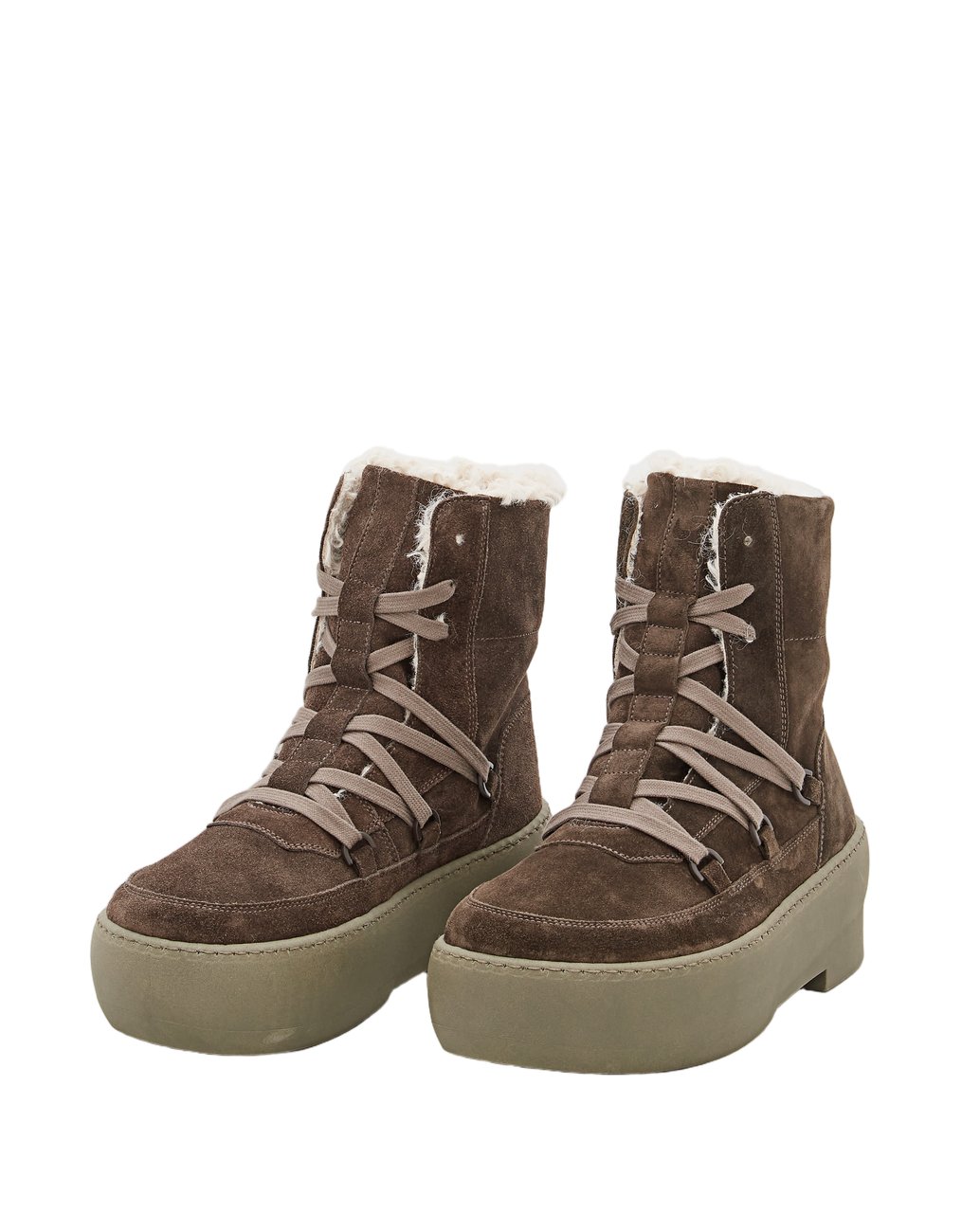 Gia Borghini High-Top Suede Boots with Shearling Lining Groen