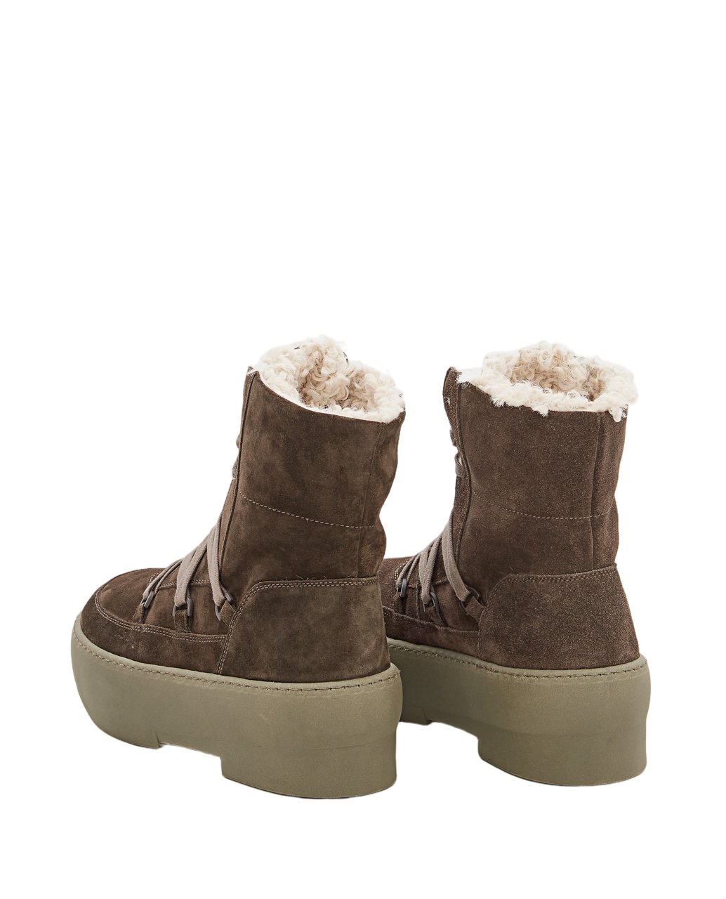 Gia Borghini High-Top Suede Boots with Shearling Lining Groen