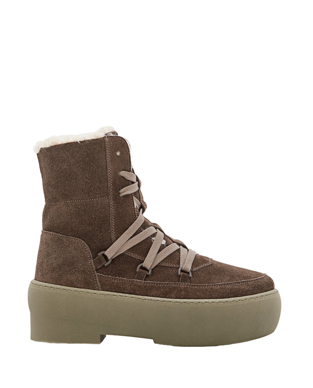 Gia Borghini High-Top Suede Boots with Shearling Lining Groen