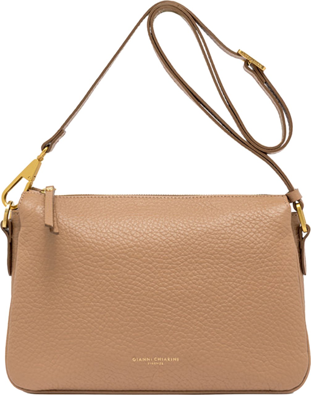Gianni Chiarini Brooke Rectangular Brown Pebbled Shoulder Bag Neutraal