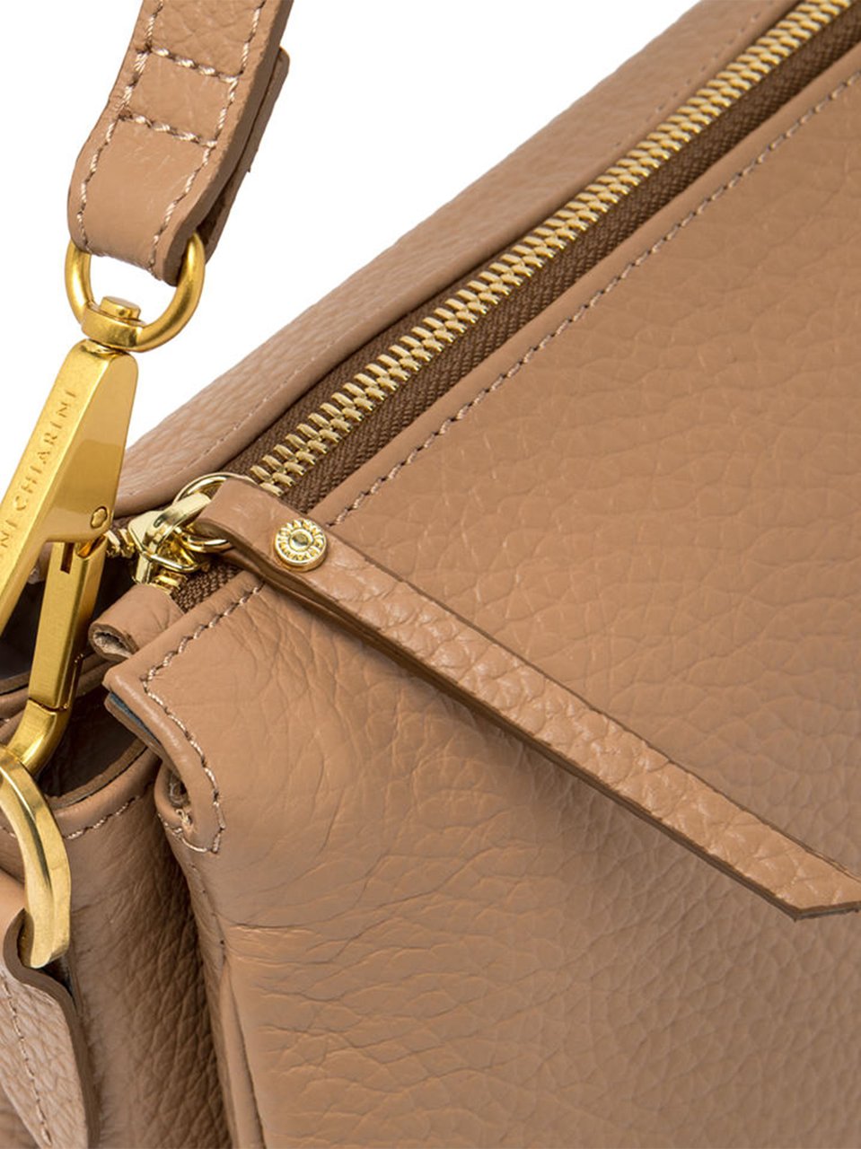 Gianni Chiarini Brooke Rectangular Brown Pebbled Shoulder Bag Neutraal