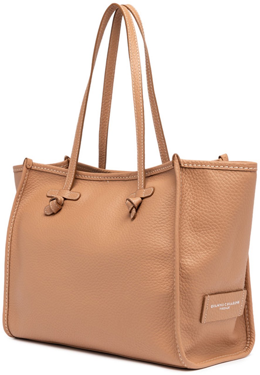 Gianni Chiarini Marcella Rectangular Brown Structured Leather Tote Bruin