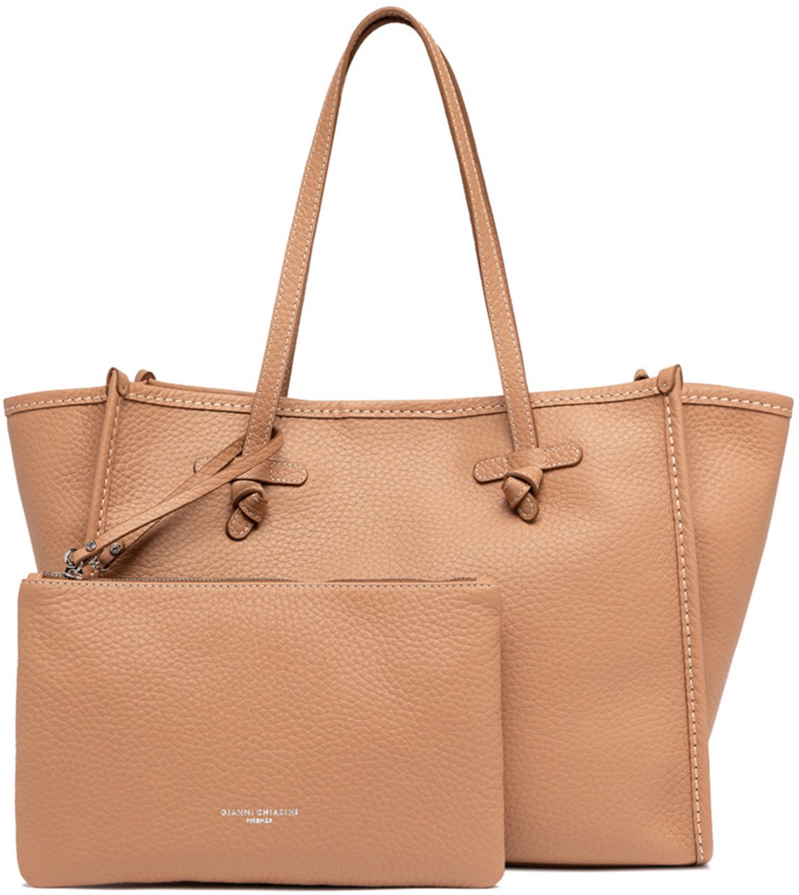 Gianni Chiarini Marcella Rectangular Brown Structured Leather Tote Bruin