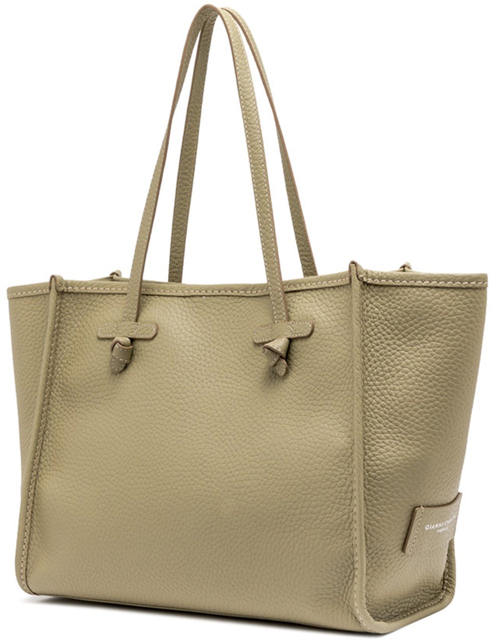 Gianni Chiarini Marcella Rectangular Neutral Pebbled Leather Tote Neutraal