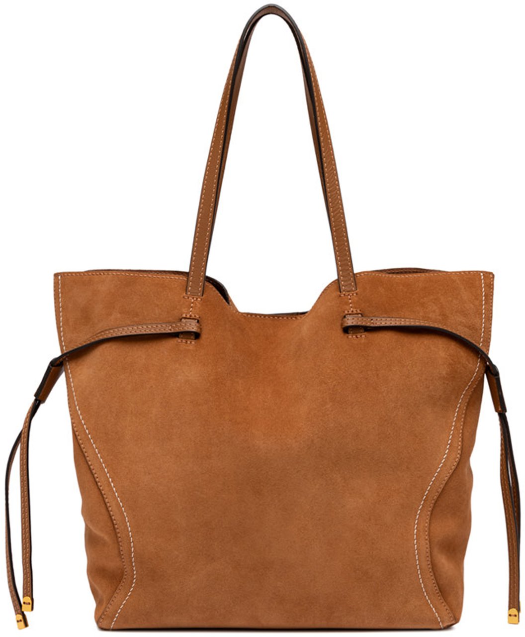 Gianni Chiarini Violette Rich Brown Suede Stitched Tote Bruin