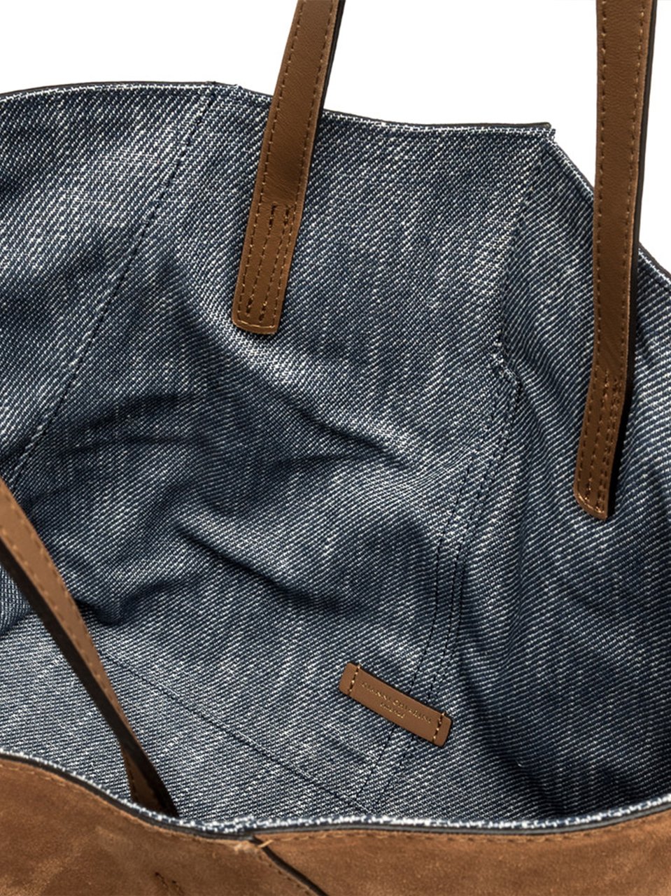 Gianni Chiarini Maya Warm Brown Suede Structured Tote Bruin