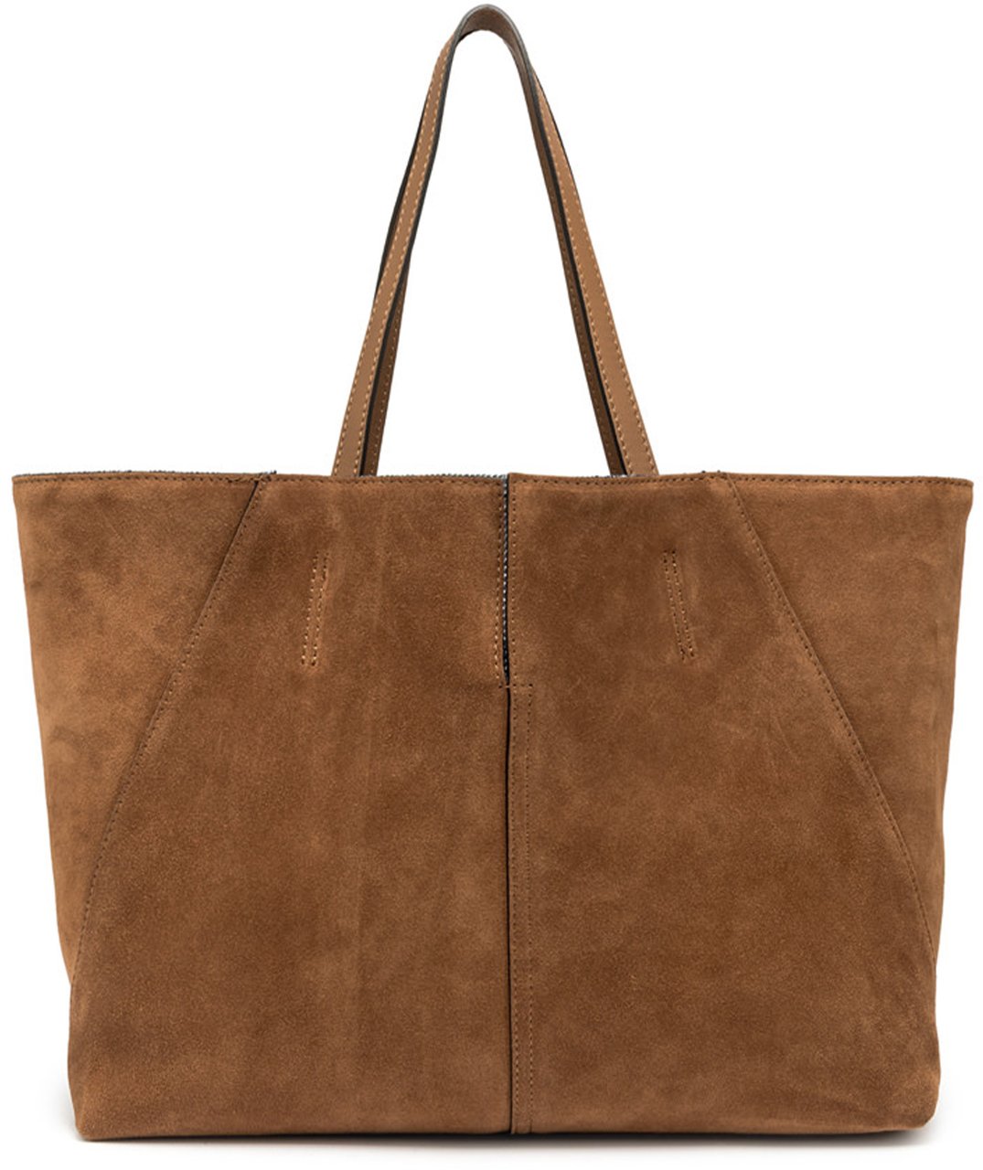 Gianni Chiarini Maya Warm Brown Suede Structured Tote Bruin